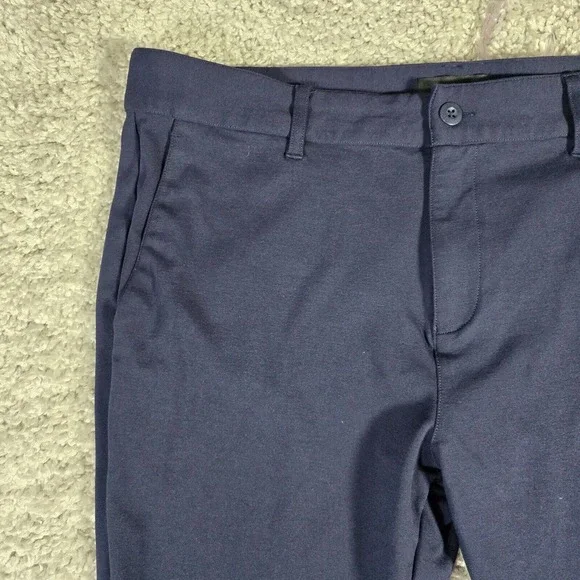 Bugatchi Chino Pants Men's 38 Navy Blue Stretch Rayon‎ Blend Flat Front Trousers - Picture 3 of 13